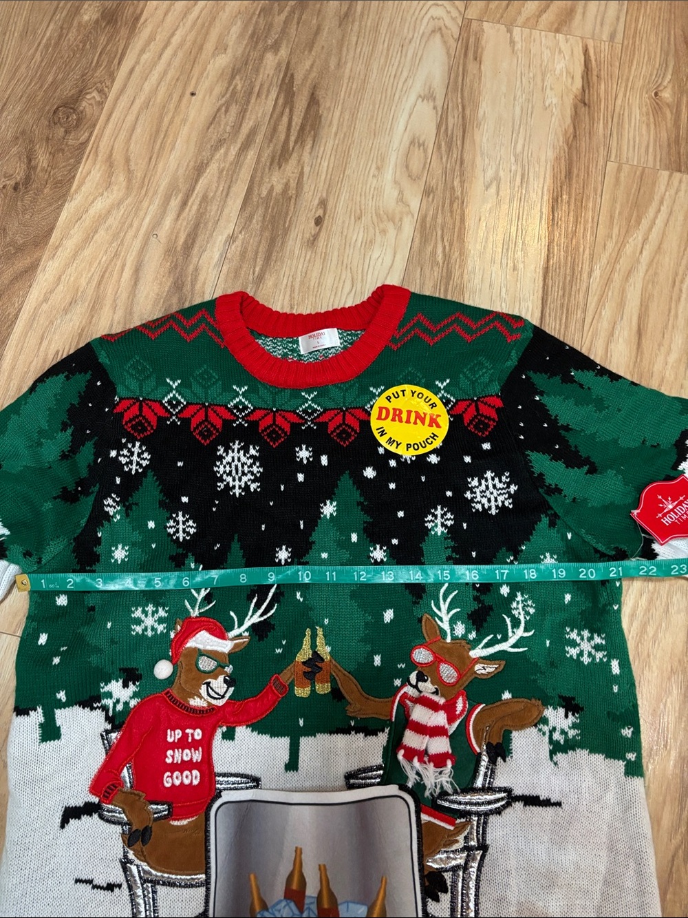 Men's XL Christmas Ugly Green & Red Holiday Reindeer Sweater - Picture 8 of 11